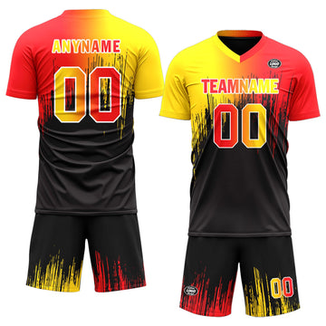 Custom Yellow Red Black Soccer Sets Jersey Personalized SCJ101-D28003