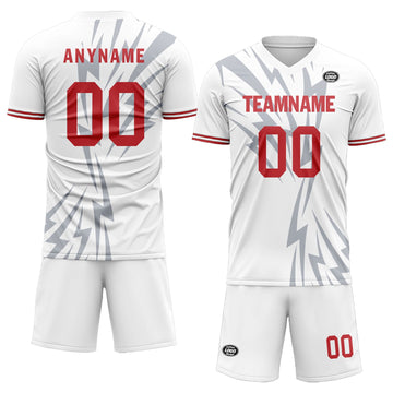 Custom White Gray Soccer Sets Jersey Personalized SCJ101-D28038