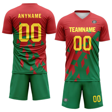 Custom Red Green Soccer Sets Jersey Personalized SCJ101-D28015