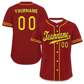 Custom Red Classic Style Yellow Personalized Authentic Baseball Jersey UN002-bd0b00d8-aa