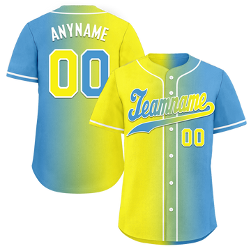 Custom Yellow Blue Gradient Fashion Personalized Authentic Baseball Jersey BSBJ01-D0a7aa0