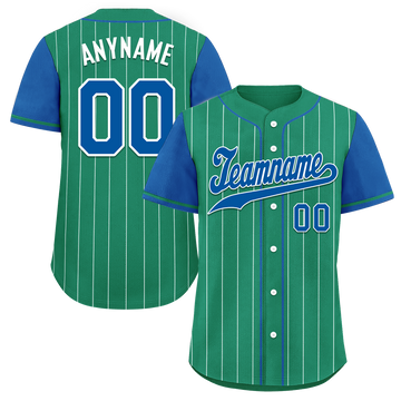 Custom Green Blue Stripe Fashion Personalized Authentic Baseball Jersey BSBJ01-D017245