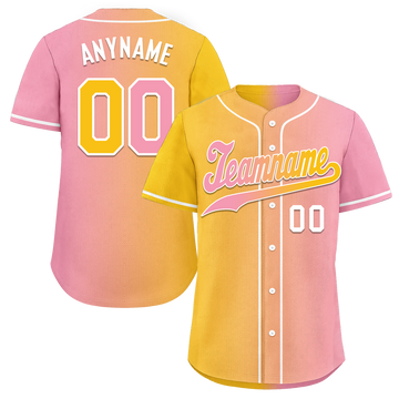 Custom Yellow Pink Gradient Fashion Personalized Authentic Baseball Jersey BSBJ01-D0a7aac