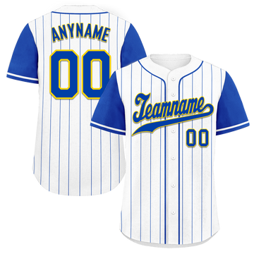Custom White Blue Stripe Fashion Personalized Authentic Baseball Jersey BSBJ01-D017242