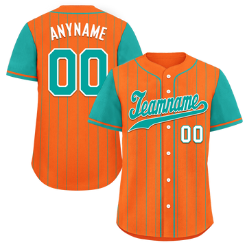 Custom Orange Cyan Stripe Fashion Personalized Authentic Baseball Jersey BSBJ01-D017234