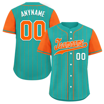 Custom Cyan Orange Stripe Fashion Personalized Authentic Baseball Jersey BSBJ01-D017233