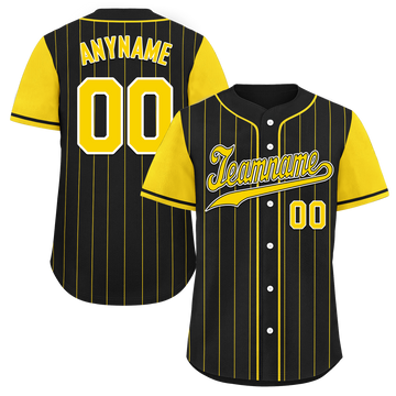 Custom Black Gold Stripe Fashion Personalized Authentic Baseball Jersey BSBJ01-D017217