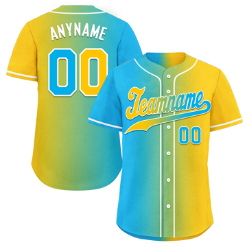 Custom Blue Yellow Gradient Fashion Personalized Authentic Baseball Jersey BSBJ01-D0a709b