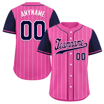 Custom Pink Blue Stripe Fashion Personalized Authentic Baseball Jersey BSBJ01-D017228