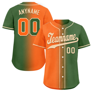 Custom Orange Green Gradient Fashion Personalized Authentic Baseball Jersey BSBJ01-D0a708d