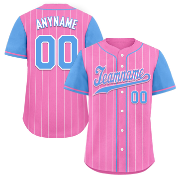 Custom Pink Blue Stripe Fashion Personalized Authentic Baseball Jersey BSBJ01-D017229