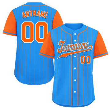 Custom Blue Orange Stripe Fashion Personalized Authentic Baseball Jersey BSBJ01-D017211
