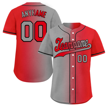 Custom Grey Red Gradient Fashion Personalized Authentic Baseball Jersey BSBJ01-D0a7aad