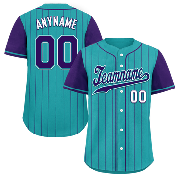 Custom Cyan Purple Stripe Fashion Personalized Authentic Baseball Jersey BSBJ01-D017247