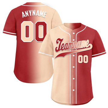 Custom Beige Red Gradient Fashion Personalized Authentic Baseball Jersey BSBJ01-D0a708f