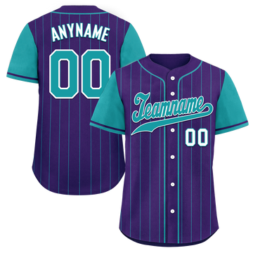 Custom Purple Cyan Stripe Fashion Personalized Authentic Baseball Jersey BSBJ01-D017248