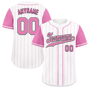 Custom White Pink Stripe Fashion Personalized Authentic Baseball Jersey BSBJ01-D017225
