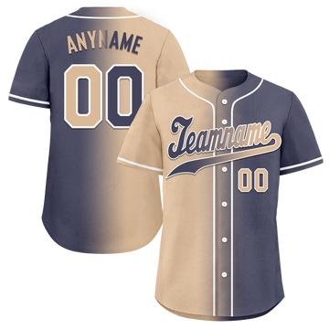 Custom Beige Blue Gradient Fashion Personalized Authentic Baseball Jersey BSBJ01-D0a7080