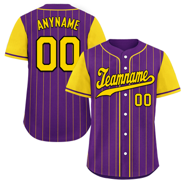 Custom Purple Gold Stripe Fashion Personalized Authentic Baseball Jersey BSBJ01-D017220