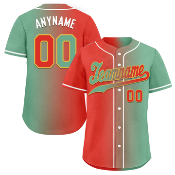 Custom Red Green Gradient Fashion Personalized Authentic Baseball Jersey BSBJ01-D0a7a09