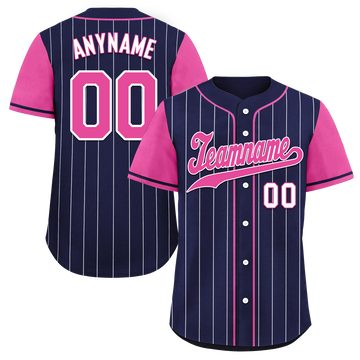 Custom Blue Pink Stripe Fashion Personalized Authentic Baseball Jersey BSBJ01-D017227