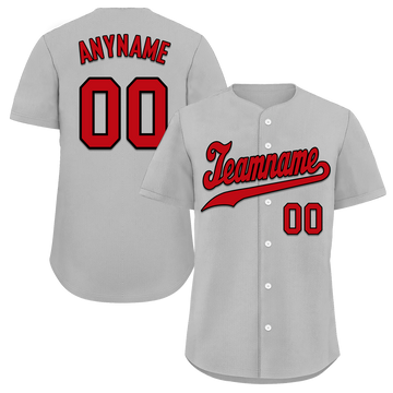 Custom Grey Classic Style Red Personalized Authentic Baseball Jersey BSBJ01-bd0fae0