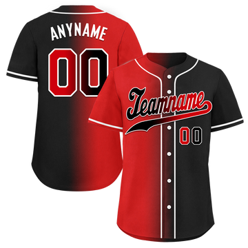Custom Red Black Gradient Fashion Personalized Authentic Baseball Jersey BSBJ01-D0a707a