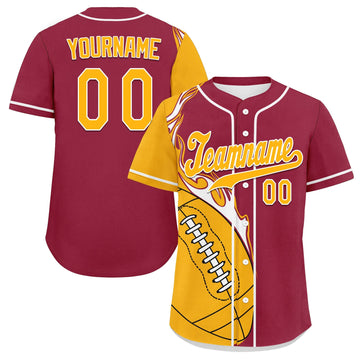 Custom Red Yellow Classic Style Personalized Authentic Baseball Jersey UN002-D0b0a00-b