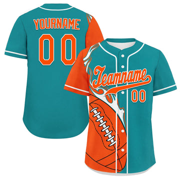 Custom Cyan Orange Classic Style Personalized Authentic Baseball Jersey UN002-D0b0a00-ba