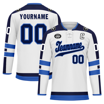 Custom White Blue Personalized Hockey Jersey HCKJ01-D0a70e0