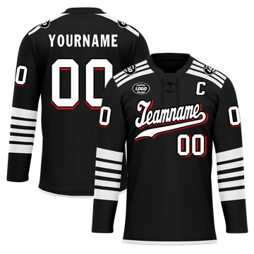 Custom Black White Personalized Hockey Jersey HCKJ01-D0a700d
