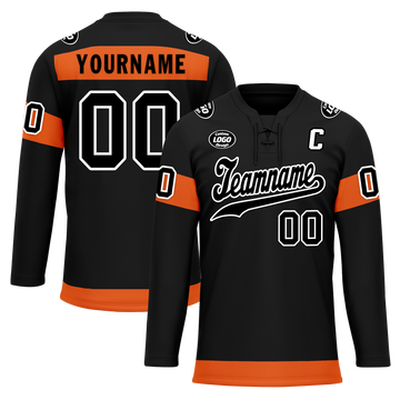 Custom Black Orange Personalized Hockey Jersey HCKJ01-D0a70ec