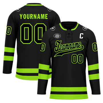 Custom Black Green Personalized Hockey Jersey HCKJ01-D0a70b8