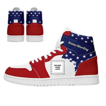 Personalized High Top Sneakers, Custom Flag Design Shoes, Patriotic Shoes,AJ1H-24020038