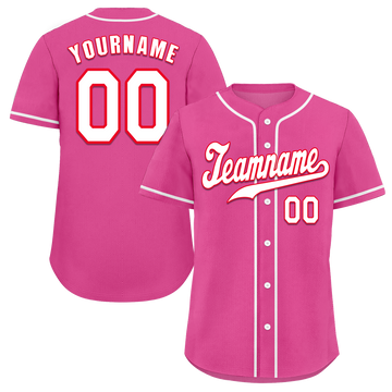 Custom Pink Classic Style White Authentic Baseball Jersey