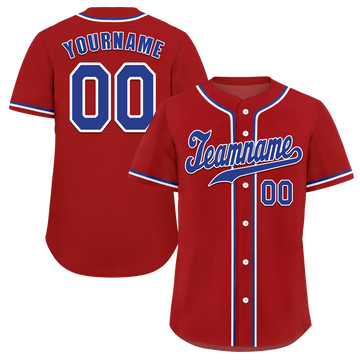 Custom Red Classic Style Blue Authentic Baseball Jersey