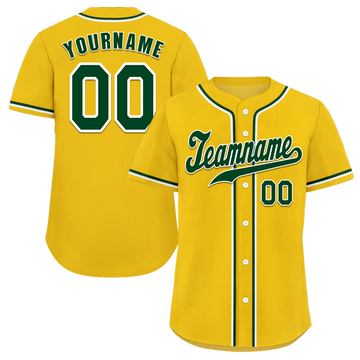 Custom Yellow Classic Style Green Authentic Baseball Jersey