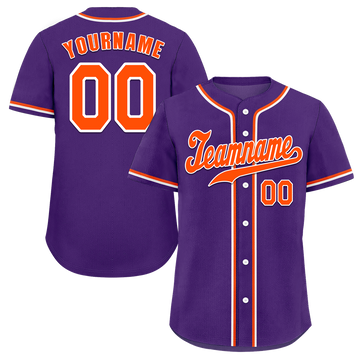 Custom Purple Classic Style Orange Authentic Baseball Jersey