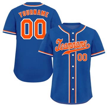 Custom Blue Classic Style Orange Authentic Baseball Jersey