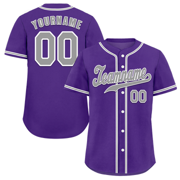 Custom Purple Classic Style Grey Authentic Baseball Jersey