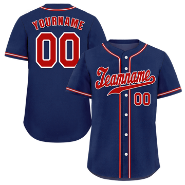 Custom Blue Classic Style Red Authentic Baseball Jersey