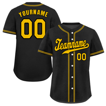 Custom Black Classic Style Yellow Authentic Baseball Jersey