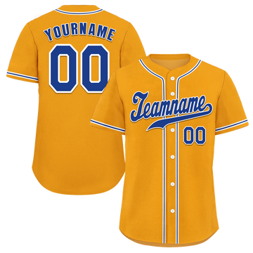 Custom Yellow Classic Style Blue Authentic Baseball Jersey