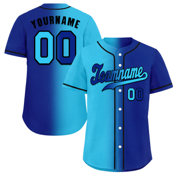 Custom Aqua Blue Gradient Fashion Blue Authentic Baseball Jersey
