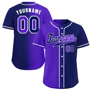 Custom Purple Blue Gradient Fashion Blue Authentic Baseball Jersey