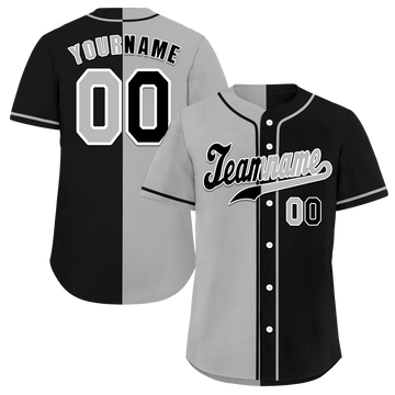 Custom Grey Black Gradient Fashion Black Authentic Baseball Jersey