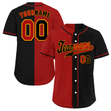Custom Red Black Gradient Fashion Black Authentic Baseball Jersey