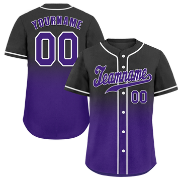 Custom Black Purple Fade Fashion Purple Authentic Baseball Jersey