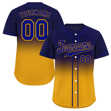 Custom Purple Yellow Fade Fashion Purple Authentic Baseball Jersey