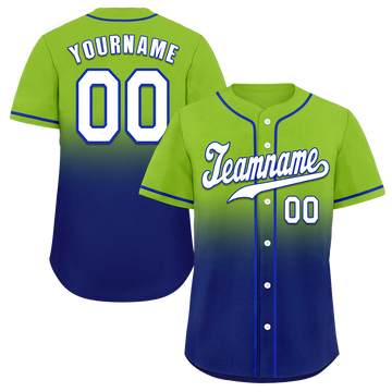 Custom Green Blue Fade Fashion White Authentic Baseball Jersey